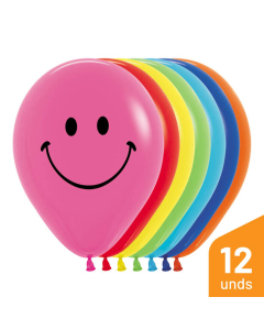Globo Carita Feliz, Impreso, Surtido Fashion R-12 por 12 unidades