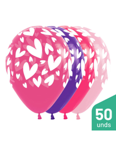 Paquete Globos Infinity Corazones Modernos Surtido Fashion R-12 por 50 Unidades