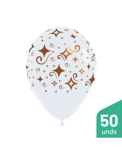Paquete Globos Infinity Diamante Cobre Blanco Fashion R-12 por 50 Unidades
