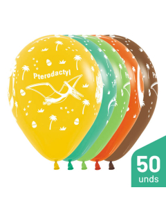 Paquete Globos Infinity Dinosaurios Surtido Fashion R-12 por 50 Unidades