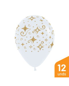 Globo Infinity Escarchado Diamante Dorado Blanco Fashion R-12 por 12 Unidades