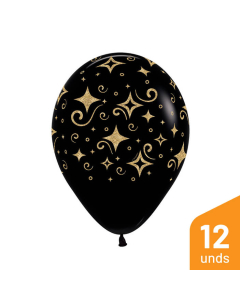 Globo Infinity Escarchado Diamante Dorado Negro Fashion R-12 por 12 Unidades