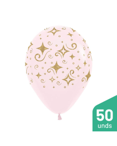 Paquete Globos Infinity Escarchado Diamante Dorado Rosado Pastel Mate R-12 por 50 Unidades