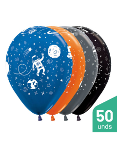Paquete Globos Infinity Espacio Exterior Surtido Metal R-12 por 50 Unidades