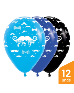 Globo Infinity Feliz Día Bigotes en Tonos Fashion R-12 por 12 Unidades