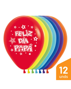 Globo Feliz Día Papá, Impreso, Surtido Fashion R-12 por 12 Unidades