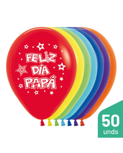 Paquete Globos Feliz Día Papá, Impreso, Surtido Fashion R-12 por 50 Unidades