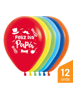 Globo Feliz Día Papá, Sombrero, Impreso, Surtido Fashion R-12 por 12 Unidades