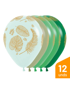 Globo Infinity Hojas Tropicales Surtido Fashio y Pastel Mate R-12 por 12 Unidades