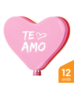 Globo Impreso Te Amo Moderno Surtido Fashion C-12 por 12 Unidades