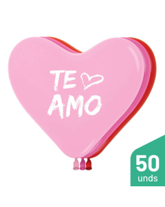 Paquete Globos Impreso Te Amo Moderno Surtido Fashion C-12 por 50 Unidades