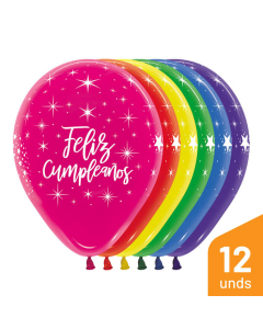 Globo Infinity Feliz Cumpleaños Radiante Surtido Cristal R-12 por 12 Unidades