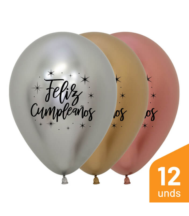 Globos Feliz Cumpleaños X12 Decoración Fiestas SMD12 – Cómpralo en