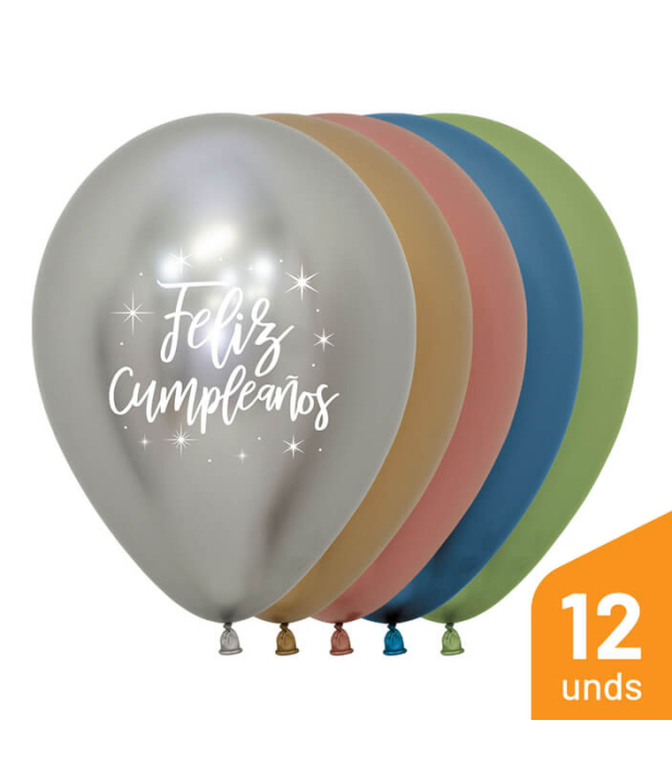 Globos Feliz Cumpleaños Radiante Colores Fashion (12 uds.)✔️ por sólo 3,59  €. Envío en 24h. Tienda Online. . ✓.  Artículos de decoración para Fiestas.